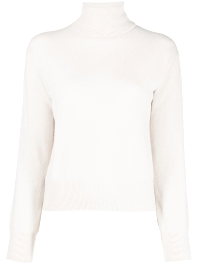 Allude High-neck Cashmere Jumper In White