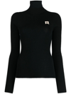 ROCHAS EMBROIDERED LOGO ROLL NECK JUMPER