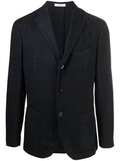 Boglioli Single-breasted Wool Blazer In Checkered Blue