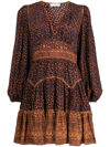 Ulla Johnson Hayana Printed Tiered Silk Crepe De Chine Mini Dress In Mehrfarbig