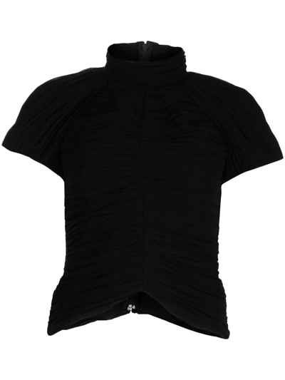 Rochas Ruched Short-sleeve Top In Schwarz