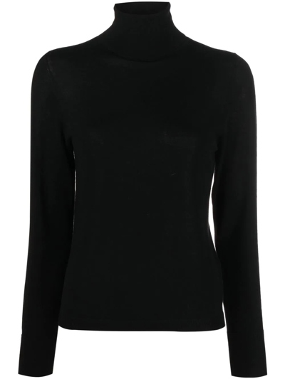 Allude High-neck Virgin Wool Jumper In Black