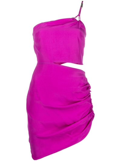 Gauge81 Midori One-shoulder Silk Mini Dress In Purple