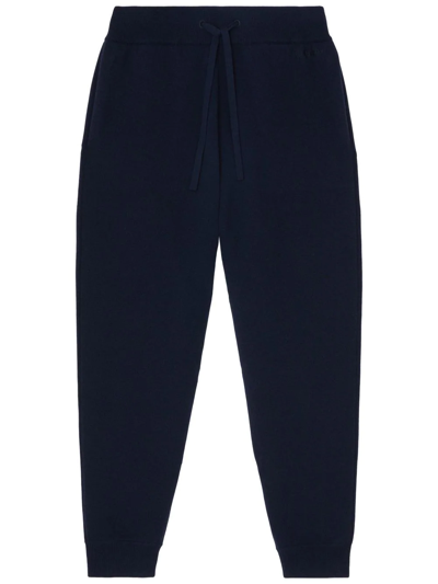 Burberry Logo-embroidered Cashmere Track Pants In Blau