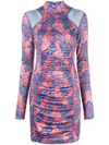 VERSACE JEANS COUTURE GATHERED PAISLEY-PRINT MINIDRESS