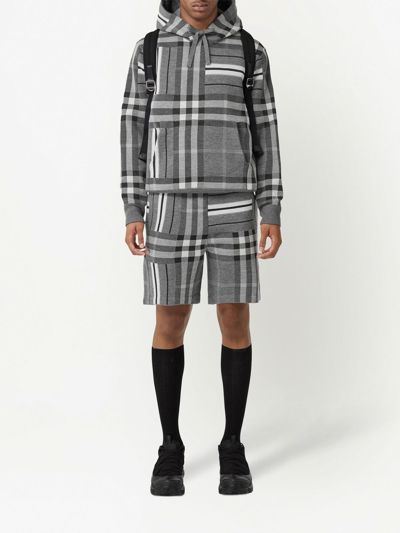 Burberry Striped Check-pattern Hoodie In Grey