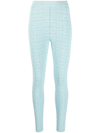 Givenchy 4g Pointelle Knit Leggings In Blue