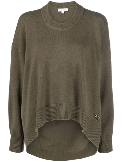 Michael Michael Kors Oversize Virgin Wool-cashmere Blend Sweater In 绿色