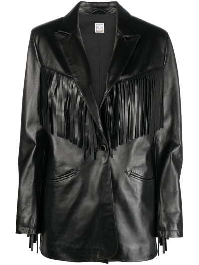 Washington Dee Cee Fringed-trim Leather Jacket In Black