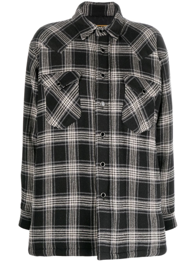 Washington Dee Cee Check-pattern Beaded Shirt-jacket In Black