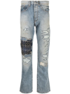Alchemist Distressed-effect Jeans In Blau