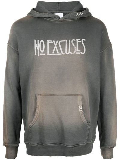 Alchemist Bleach-wash Slogan-print Hoodie In Gray