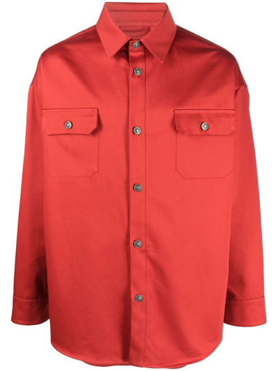 424 Button-down Fitted Shirt Jacket In Rot