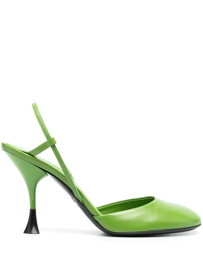 3juin Irina Slingback Leather Pumps In Green