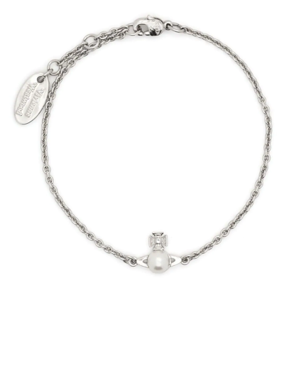Vivienne Westwood Orb-plaque Detail Bracelet In Silber