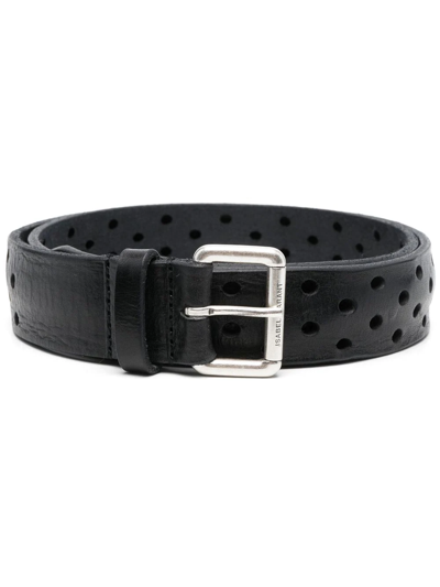 Isabel Marant Klaude Perforated Leather Belt In Black,silver