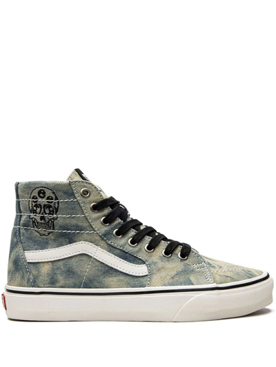 Vans Sk8-hi Tapered Sneakers In Denim Embroidery Olive/white