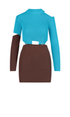 Andersson Bell Zweifarbiges Minikleid Aus Rippstrick Mit Verzierung Und Cut-outs