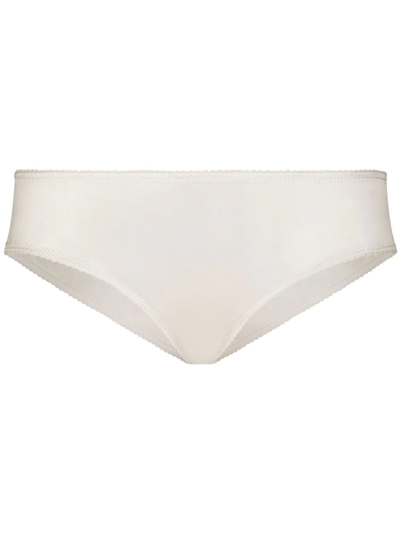 Dolce & Gabbana Stretch-silk Mid-rise Briefs In White