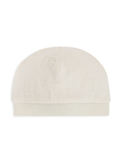 Dolce & Gabbana Babies' Dg Jacquard Knitted Hat In White