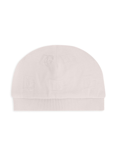 Dolce & Gabbana Babies' Dg Jacquard Cotton Knitted Hat In Pink