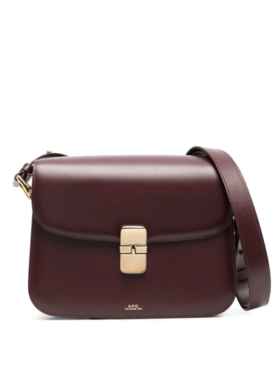 Apc Grace Leather Shoulder Bag In Bordeaux