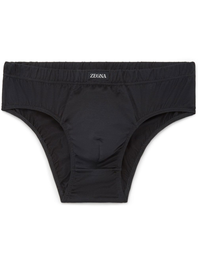 Zegna Logo-waistband Briefs In Black