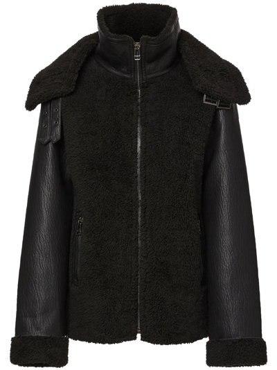 Unreal Fur Shearling-panelled Bomber Jacket In Black