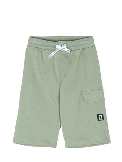 Aigner Kids' Patch-pocket Shorts In Green