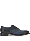 Ferragamo Embroidered Oxford-shoes In Blue