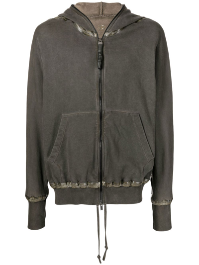 Isaac Sellam Experience Tape-embellished Zip-up Hoodie In Grey