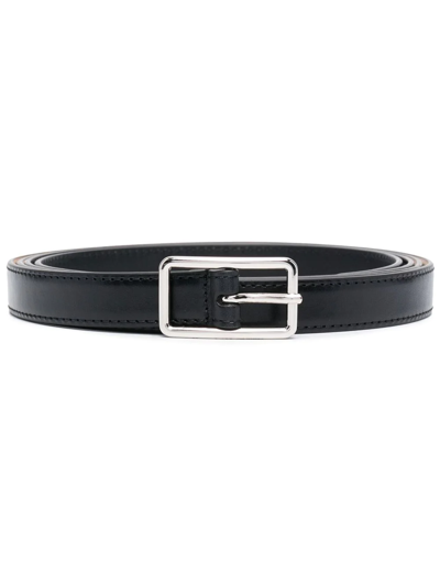 Alexander Mcqueen Leather Buckle Belt In Black