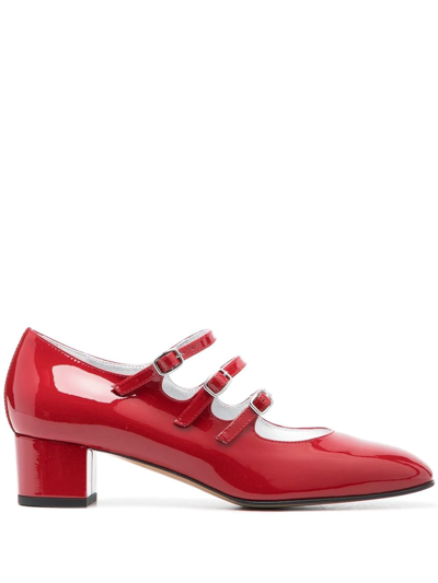 Carel Kina Patent Mary Jane Ballerina Pumps In Red