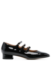 Carel Kina Black Mary Janes With Straps And Block Heel In Patent Leather Woman In Black