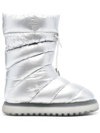 Moncler Gaia Metallic Quilted Mid Snow Boots In Grey