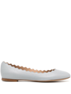 Chloé Lauren Leather Ballet Flats In Blue