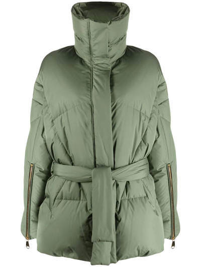 Khrisjoy New Iconic Belted Puffer Jacket In Green