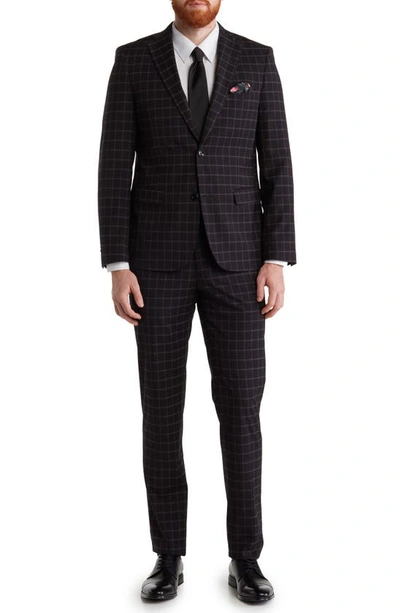 Soul Of London Two-piece Check Two-button Stretch Woven Suit In Black