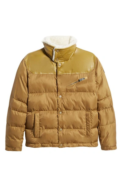 Noize Vroni Mixed Media Puffer Jacket In Butternut