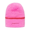 Jacquemus Le Bonnet Brand-embroidered Stretch-woven Beanie In Pink