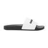 Balenciaga Sliders With Printed Logo In White Black Black