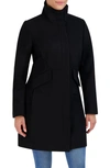 Cole Haan Signature Wool Blend Melton Coat In Black