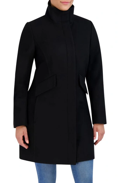 Cole Haan Signature Wool Blend Melton Coat In Black
