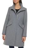 Cole Haan Signature Wool Blend Melton Coat In Light Grey