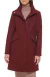Cole Haan Signature Wool Blend Melton Coat In Red