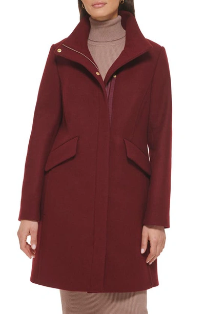 Cole Haan Signature Wool Blend Melton Coat In Red