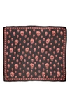 Alexander Mcqueen Skull Silk Scarf In Black/ Pink