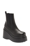 Steve Madden Jesse Platform Wedge Chelsea Boot In Black Leather