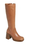 Steve Madden Fanatik Knee High Boot In Tan Leather