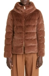 Herno Quilted Down Faux Fur Puffer Jacket In 8750 / Macadamia